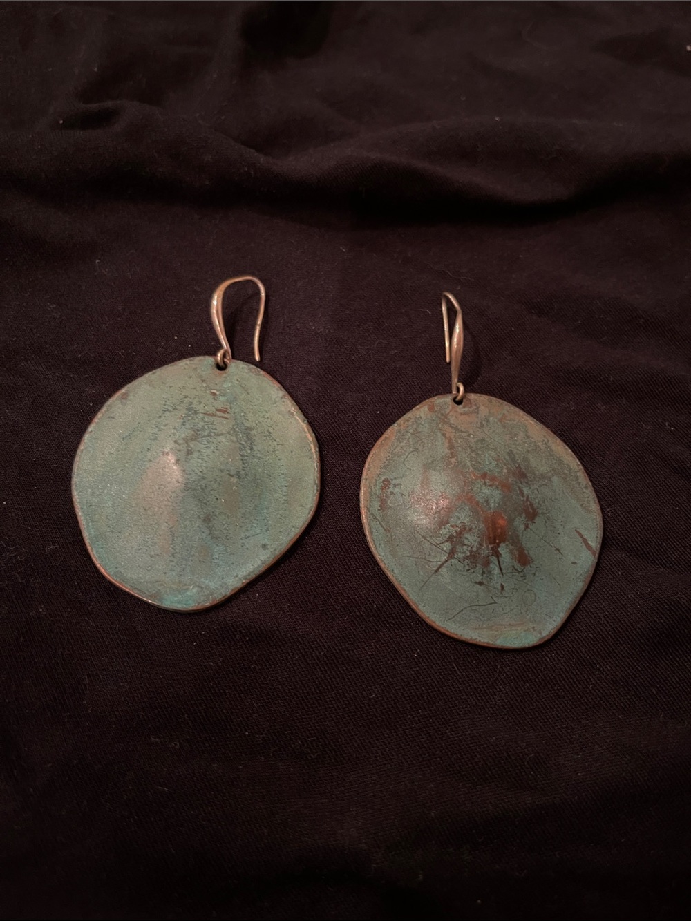 Patina Copper Drop Earrings - Green Patina Finish